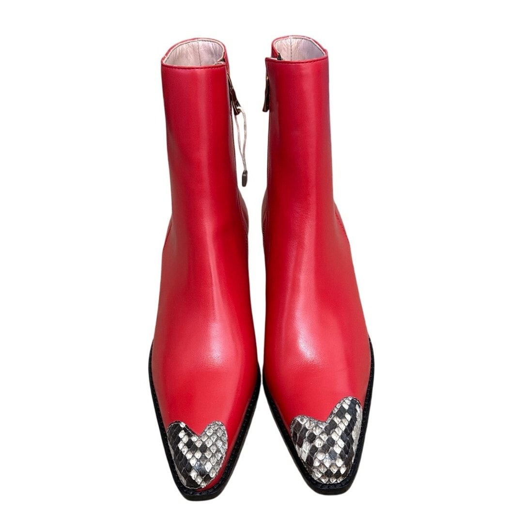 Boyy Milanese 60 Boots Red Leather Snakeskin-Effect Metal Toe Cap Size 37 — image 2 of 8